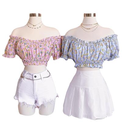 China 2022 new anti-pilling top court fashionable lantern sleeves ladies crop tops for women for sale