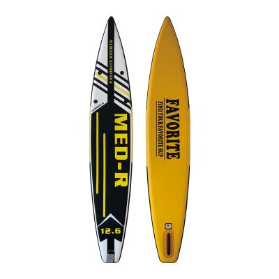 China DWF+PVC+EVA FAVORITE 12.6 SUP Stand Up Paddle Board Racing Inflatable Surf for sale