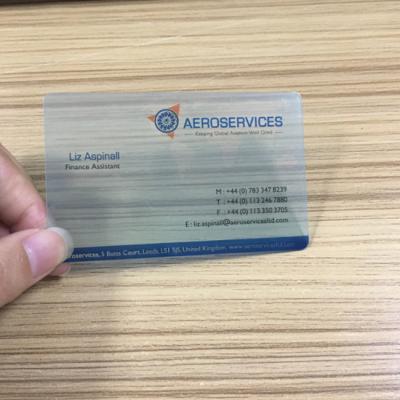 China PVC Customized printing plastic transparent PVC business card for sale