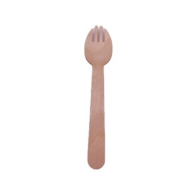 China Wooden Spork 140mm Disposable Biodegradable Eco Friendly Disposable Cutlery Natural Birchwood Compostable Biodegradable Spork for sale