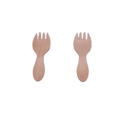 China Disposable Cutlery 92mm Eco-Friendly Eco-Friendly Birch Wood Spork Wooden Spork for sale