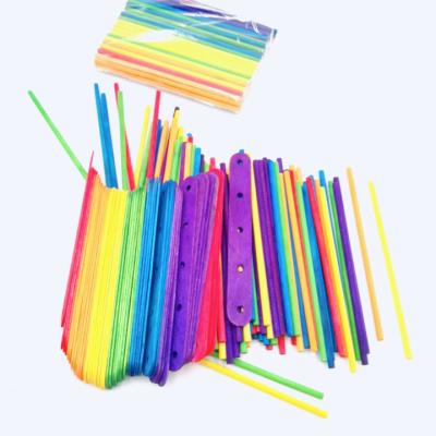 China Educational Toy Spatula Colored Finger Craft Wooden Sticks for sale