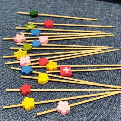 China Thermal Resistance 120mm Mixed Selection Biodegradable Cocktail Skewer Bamboo Decoration Sandwich Stick for sale