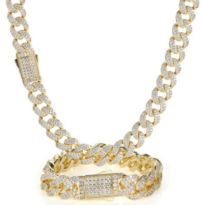 China Wholesale 12mm Hiphop Iced Out Cuban Link Necklace Mens Miami Cuban Necklace Hip Hop Chains for sale