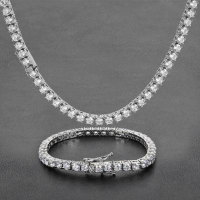 China Wholesale Hiphop Gold Silver Plated Stainless Steel Mens Iced Out CZ Diamond Bracelet Jewelry Tennis Chain for sale