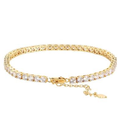 China Wholesale Simple Shiny Iced Out Jewelry CZ Crystal Diamond Tennis Chain Anklets Foot Hiphop One Row Outlet For Women for sale