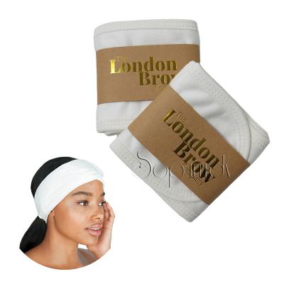 China Low MOQ Logo Label Custom Printing Washable European and American style custom reusable bamboo cotton makeup remover pad with spa headband for sale