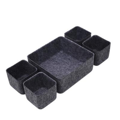 China Table Top Desk Drawer Organizer Storage Box With Sustainable Felt Insert for sale