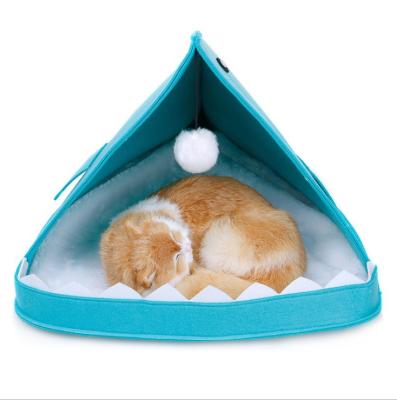 China Breathable Pet Cat Beds Nest Dog House Basket Shark Felt Teeth Pamper Pet Fish Nest for sale