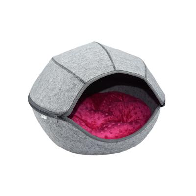 China Removable Cover Cat Bed Cave Sleeping Bag Zipper Egg Shape Felt Pet House Nest for sale