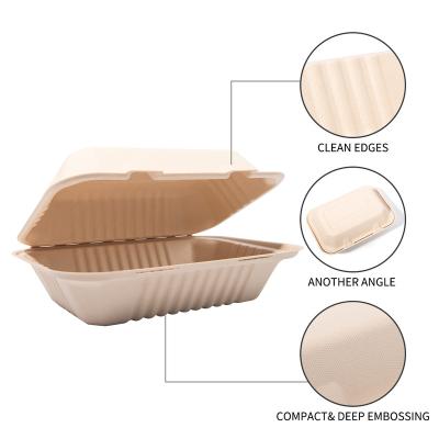 China Eco Friendly Biodegradable Bagasse Pulp Paper Heatable Bento Box Disposable Bento Caterer for sale