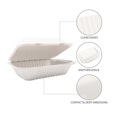 China Heatable Disposable Lunch Box To Go Biodegradable Boxes Restaurant Package Clamshell Box for sale