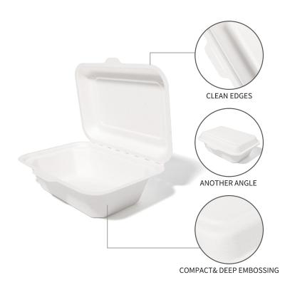 China Heatable Biodegradable Disposable Lunch Box Bagasse Sugarcane Takeout Food for sale