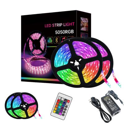 China Hotel 10 Meter 12v LED Lights 5050 RGB Led Strip Waterproof With Remote Control Colorful Smart Light for sale