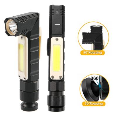 China Head with 90Â ° Adjust the angle; Magnet on base with 360Â ° ; Hot Sale USB COB LED Warning Flashlight Adjustable Torch Lamp Magnetic Rechargeable Portable Rising Work Inspection Light for sale