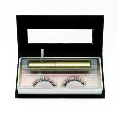 China Long Natural Magnetic Eyelashes Kit 5 Magnets Eyelashes With Magnetic Eyeliner Kit Private Label Package With Tweezers For False Eyelash for sale