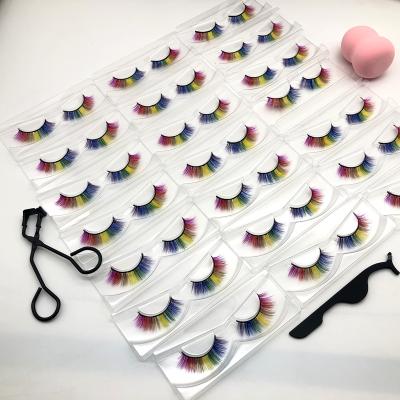 China 100% Real Thick Private Label Mink Eyelash Rainbow Colored Mink Eyelash With Custom Package for sale