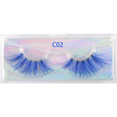 China Eyelashes And Feather Color Mink Lashes 3D Color Fluffy Mink Lashes Full Strip Lashes Vendor For Halloween for sale