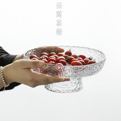 China Transparent Glass Fruit Tray Cake Tray For Home and Hotel 20*20*8.5CM for sale