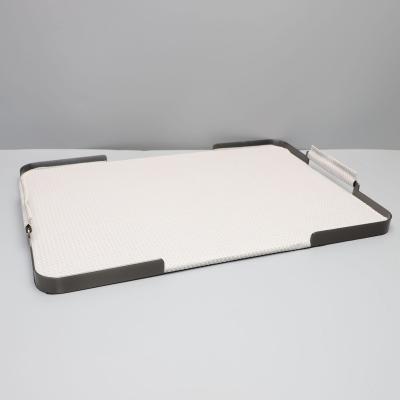 China Italian Style Tray Coffee Carry Tray Modern Leather Decorative Serving Tray For Home Decor 45*31.5*3CM for sale