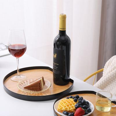 China Minimalist Plastic With Wooden Organizer And Restaurant Service Storage Tray Breakfast Tray For Board Table for sale