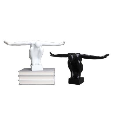 China Europe resin sculpture accessories black and white figure home decoration table decor for sale