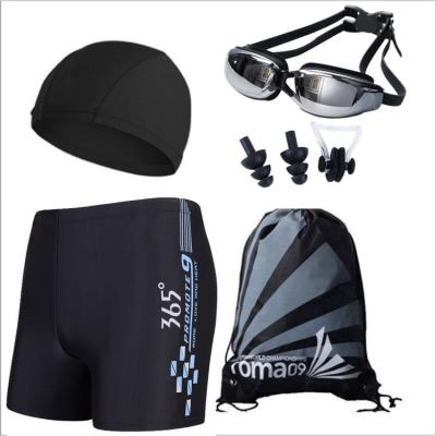 China Men's Breathable Adult Swim Trunks Set Swim Cap Swim Goggles Flat Fish Big Size Bathing Clothes Swimwear Beach Wear for sale