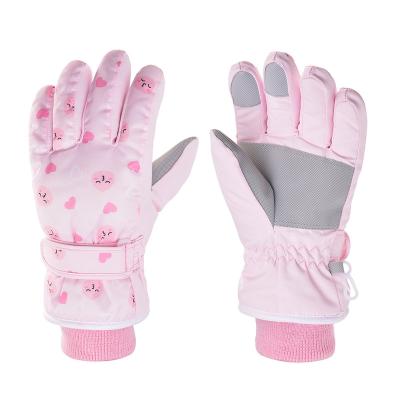 China Polyester Ski Gloves Outdoor Sports Gloves Snowboard Gloves Waterproof With Cute Patterns For Kids for sale