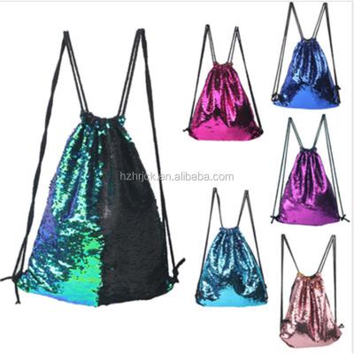 China Gym Waterproof Reversible Shiny Reversible Dance Sequin Flip Shoulder School Bag Packing Glitter Drawstring Outdoor Backpack for sale