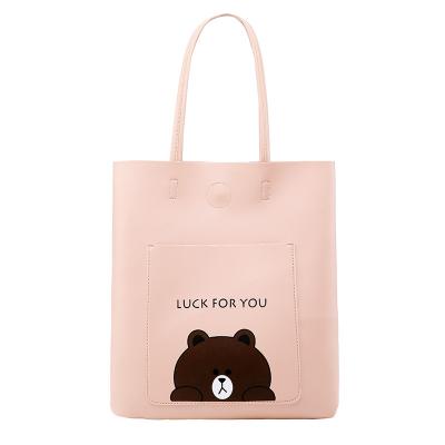 China Portable 2021 new PU candy color high quality fashion design handbag cartoon animal shopping bag wholesale women's bag for sale