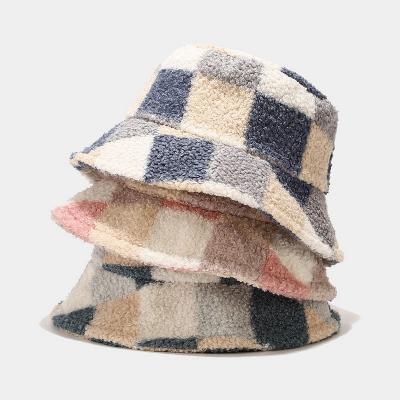 China Autumn And Winter Fashion Plaid Winter Thermal Windproof Hat Terry Towel Bucket Hats for sale