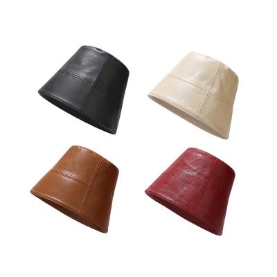 China Fashion Winter Hat Leather Simple Bucket Hat Custom Design Logo For Women Cap for sale