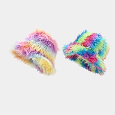 China Hip Hop Winter Hat With Tie Dye Faux Fur Bucket Hat Hip Hop Warm Liner Hat for sale