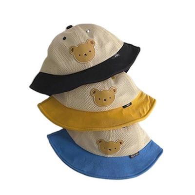 China Little Bears Image Cartoon Bear Children's Mesh Fisherman Hat Sunscreen Breathable Sandal Cap for sale