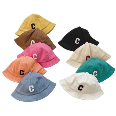 China Picture Spring And Custom Embroidery LOGO With Rope Shade Hat Autumn Fashion Embroidery Letters Baby Bucket Hat for sale