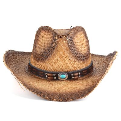 China Western European Image and Raffia Straw Hat Sunshade Sun Hat Jazz Hat Retro National American Style for sale