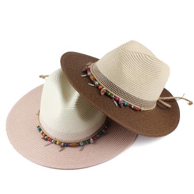 China Image Wholesale Panama Straw Hat Summer Color Matching Jazz Hats For Men Women Beach for sale