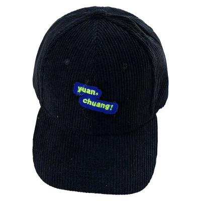 China Custom Made Applique COMMON Logo Corduroy Baseball Cap, OEM High Quality Embroidery Logo Men Women Dad Hat for sale