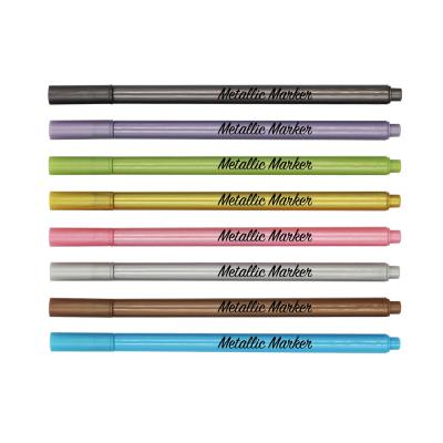 China PP Wholesales Metallic Brush Marker Multi Colors Water Based Metallic Tip Marker for sale