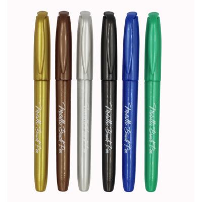 China Colored PP Fine Metallic Water Based 24 Colors Paintbrush Metallic Tip Marker for sale