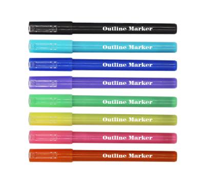 China PP Manufacturers Professional Supply Outline Marker Pen Customer Logo Outline Marker for sale