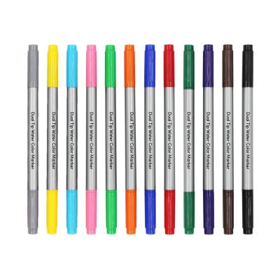 China 12pack PP Kids Soft Washable Tip Ink Smellless Custom Drawing Marker Pen For Animation Watercolor Brush Bullet for sale