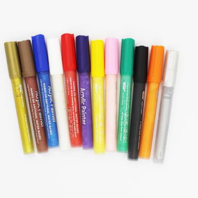 China 2021 Hot Selling PP Painter Acrylic Pen Customer Logo Bullet Tip Acrylic Marker for sale