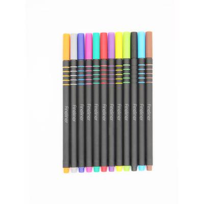 China 12pack Rubber and PP Watercolor Art Marker China Dual Broad Work Color 0.4mm Fineliner Pen For Painting Drawing for sale