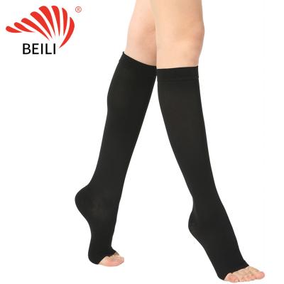 China Fashion women knee high 23-32mmhg custom medical nylon compression stocking copper fibre socks for sale