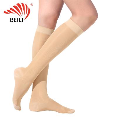 China women Sexy Silk Black/beige/customized color Knee High Tube Compression Stocking lady tights Grade 2 for sale