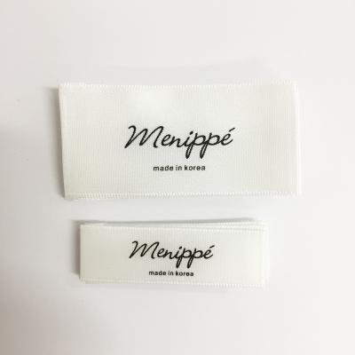 China Sustainable Woven Custom Top Quality Clothing Logo Printing Size Wash Labels Clothing Tag With Logo for sale