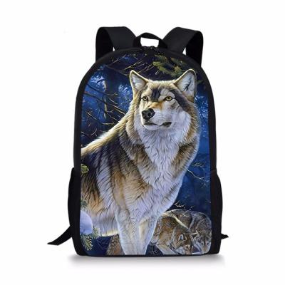 China New Design 3D Wolf Printing Lightweight Animal School Bags Mochilas Escolares Kids Backpack Children From China for sale