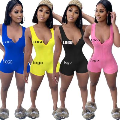 China 2021 Summer New Arrival V-neck Anti-wrinkle Body Vest Shorts Overalls One Piece Short Women Overalls Sets for sale