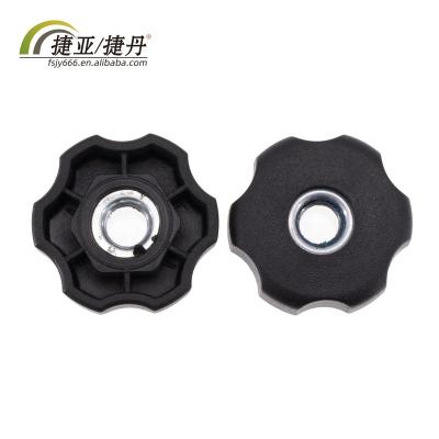 China Health Care Wheelchair Parts M8 Black Six Lobe Flower Plastic Hand Screw Nut Nut Head Knob for sale